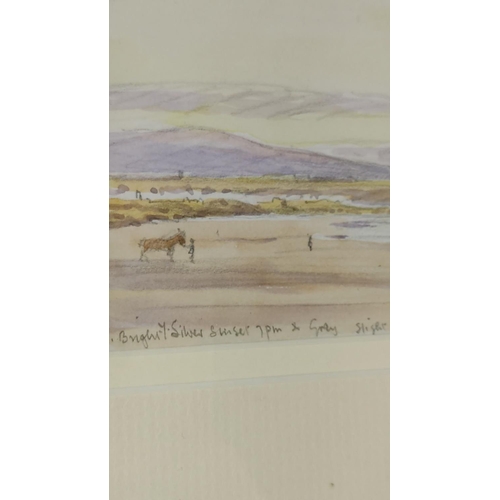 479 - A gilt framed watercolour 'Bright Silver Sunset, Portbalintrae Beach' signed Alymer E Armstrong.