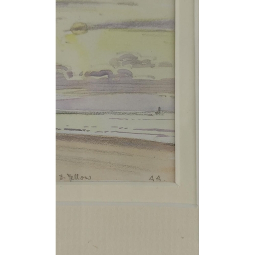 479 - A gilt framed watercolour 'Bright Silver Sunset, Portbalintrae Beach' signed Alymer E Armstrong.