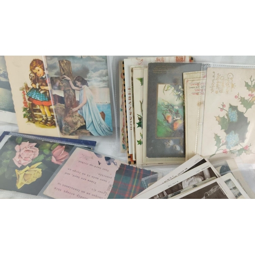 487 - Collection of vintage postcards featuring floral, maritime, and Victorian themes. Includes both colo... 