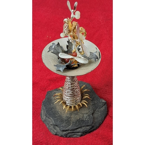 61 - Christopher Lawrence miniature sculpture features gold and sterling silver figure with decorative el... 