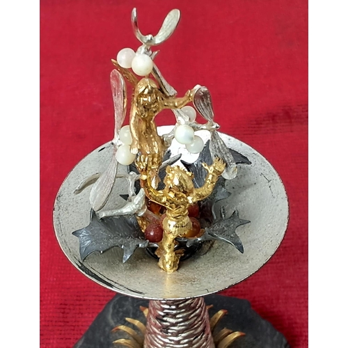 61 - Christopher Lawrence miniature sculpture features gold and sterling silver figure with decorative el... 