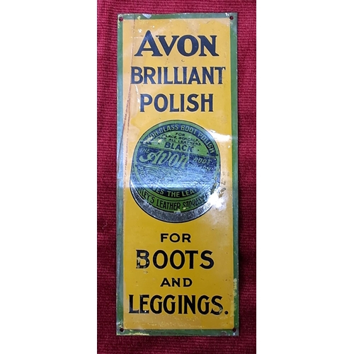 62 - A vintage Avon Brilliant Polish for Boots and Leggings metal sign.