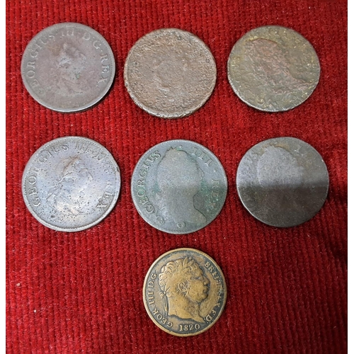 75 - A collection of antique/ Georgian coinage, to include Hibernia pennies & more.