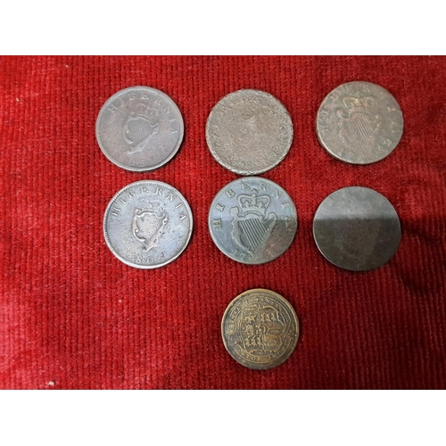 75 - A collection of antique/ Georgian coinage, to include Hibernia pennies & more.