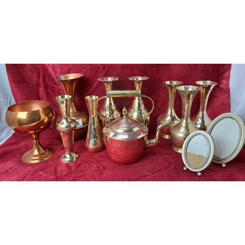 86 - A large collection of brass & copper items.