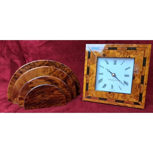 93 - A vintage wooden letter rack & clock.