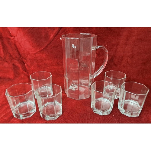 94 - A vintage/ antique glass lemonade set, to include jug & set of 6 glasses.