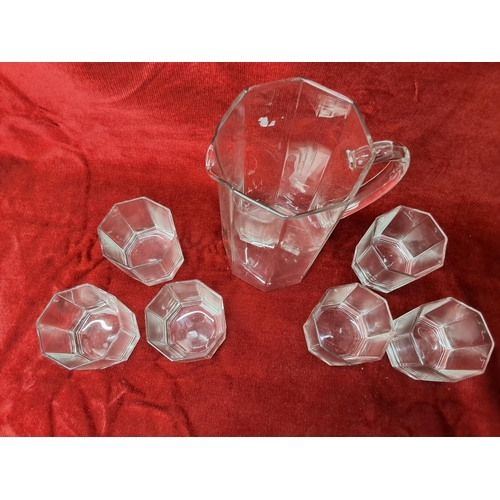 94 - A vintage/ antique glass lemonade set, to include jug & set of 6 glasses.