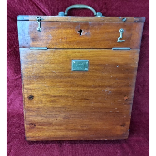 96 - An antique wooden case, plaque reading, 'Torpedo - Control & Deflection'