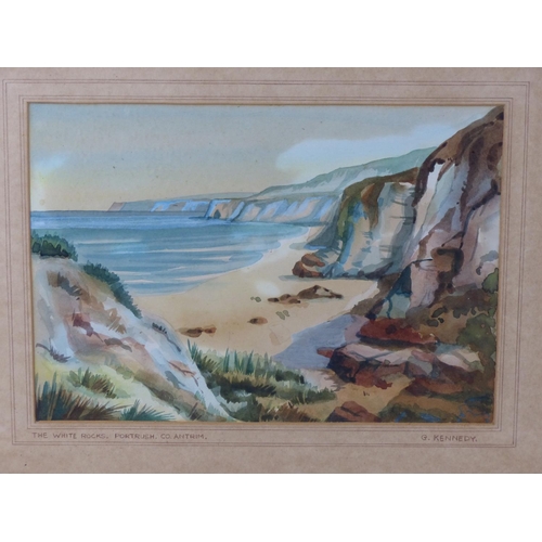 1 - Two vintage watercolours by G. Kennedy, titled, 'The Whiterocks, Portrush, Co. Antrim' and 'Fairhead... 