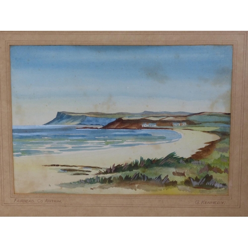 1 - Two vintage watercolours by G. Kennedy, titled, 'The Whiterocks, Portrush, Co. Antrim' and 'Fairhead... 