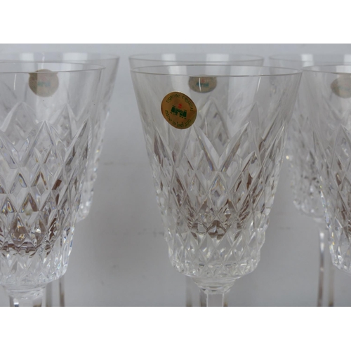 25 - A stunning set of 6 Tyrone crystal wine glasses. 1 A/F