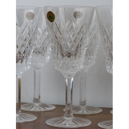 25 - A stunning set of 6 Tyrone crystal wine glasses. 1 A/F