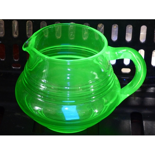 39 - A stunning depression era uranium glass pitcher.