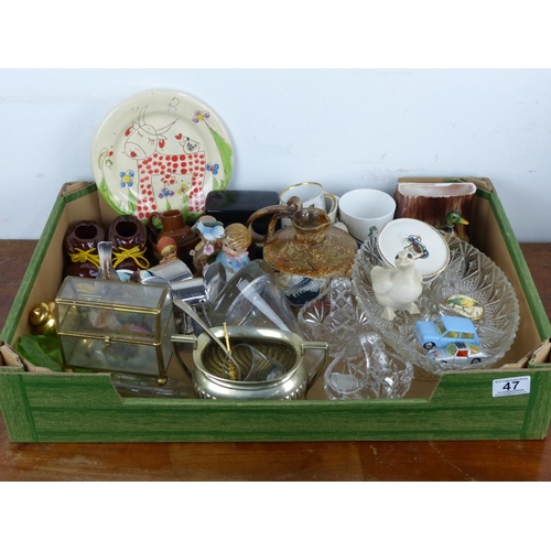 47 - An assortment of items to include glassware, ceramics and more.