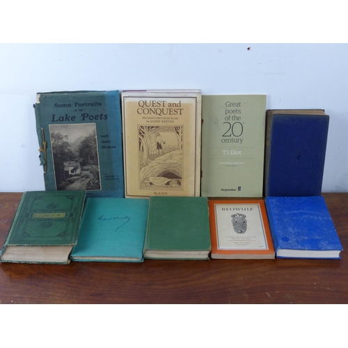 8 - An assortment of antique and vintage novels and poem books to include an early copy of 'burn's poeti... 