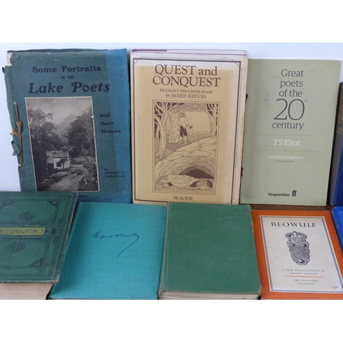 8 - An assortment of antique and vintage novels and poem books to include an early copy of 'burn's poeti... 