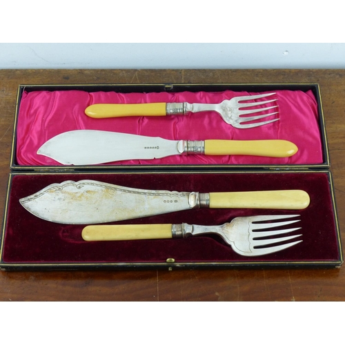 115 - 2 sets of fish serving sets, to include 1 in box.