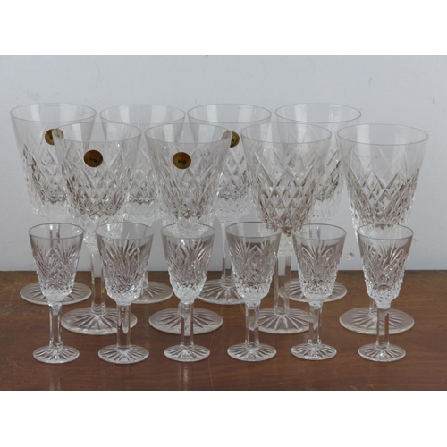 120 - A set of 8 Tyrone Crystal wine glasses & 6 liqueur glasses.