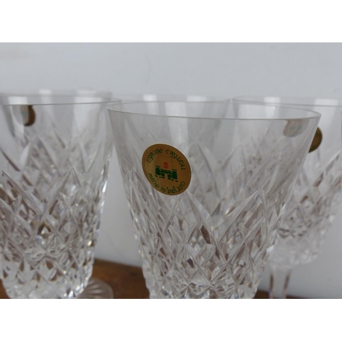 120 - A set of 8 Tyrone Crystal wine glasses & 6 liqueur glasses.