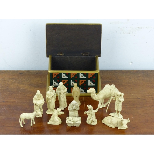 145 - A vintage/ antique Nativity set.