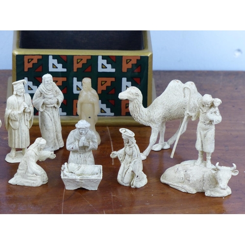 145 - A vintage/ antique Nativity set.