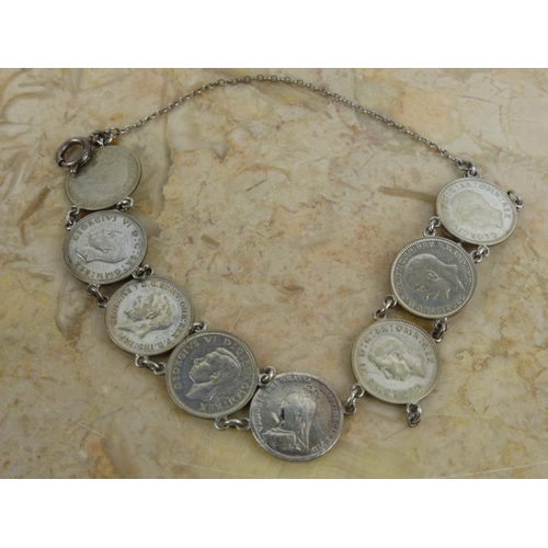 240 - A vintage 3 pence bracelet.