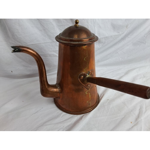 159 - An antique copper water jug & coffee pot.