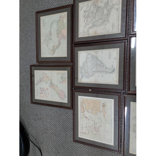 175 - A collection of 8 framed maps, to include Turkey, North America, South America, Australia & more.