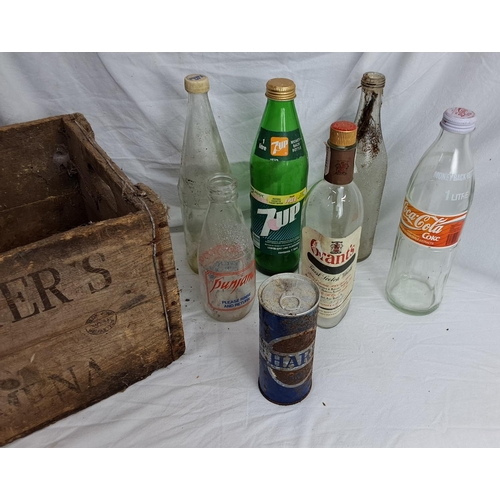 178 - A vintage wooden McAllisters of Ballymena crate & assortment of bottles.