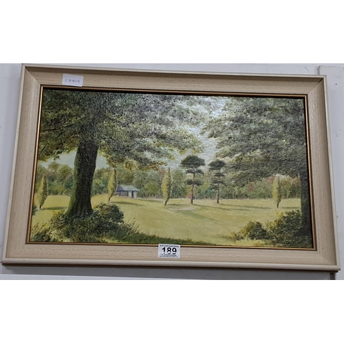 189 - An original oil on board painting of a Country Landscape, signed, H Hunsdale, dated 87.