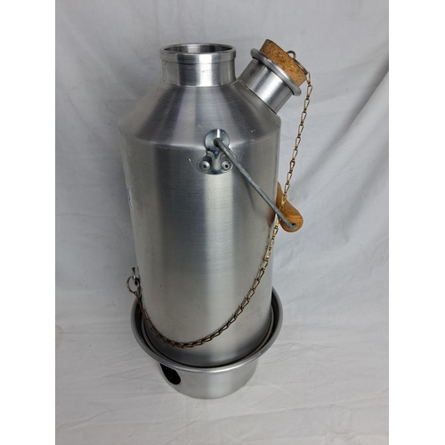 196 - A vintage stainless steel storm kettle.