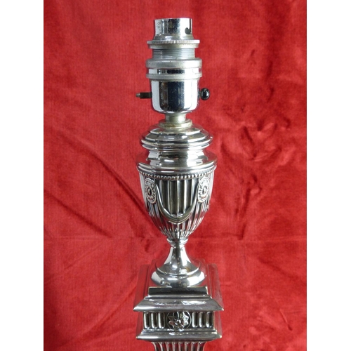 277 - A stunning antique style silver plated table lamp base.