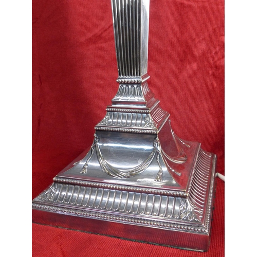 277 - A stunning antique style silver plated table lamp base.