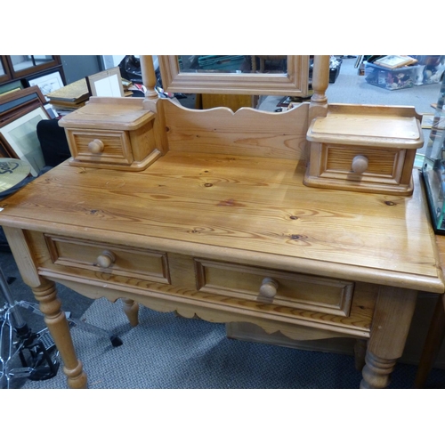 285 - A pine mirror back dressing table.