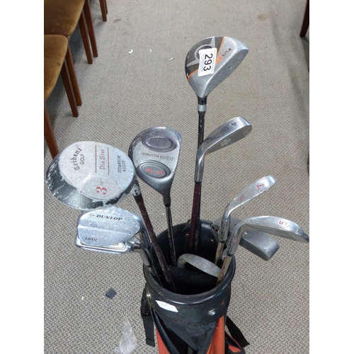 293 - A set of vintage golf clubs in bag.