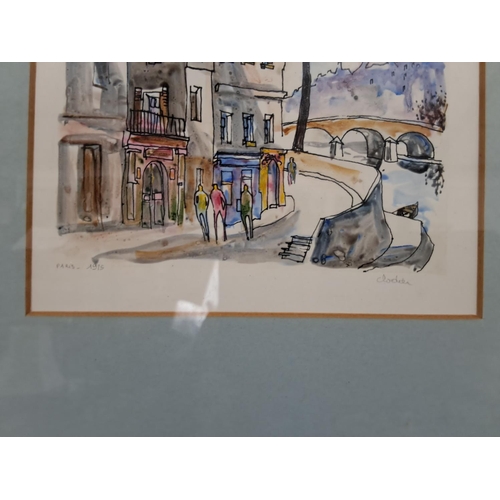 306 - A watercolour painting of a street scene, signed by the Artist.