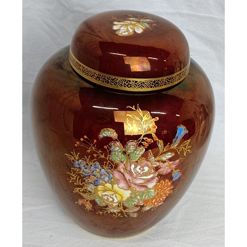 309 - A vintage decorative Crown Devon ginger jar.