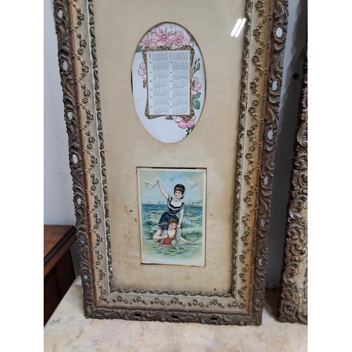 333 - 2 displays of antique cards, in highly decorative frames.