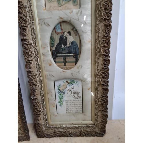 333 - 2 displays of antique cards, in highly decorative frames.