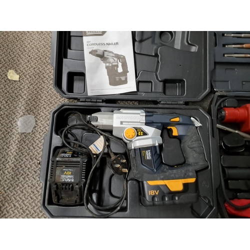 345 - A cased cordless nailer & drill.