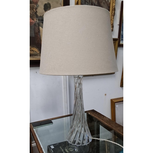 374 - A Louise Kennedy - Tipperary Crystal table lamp with shade.