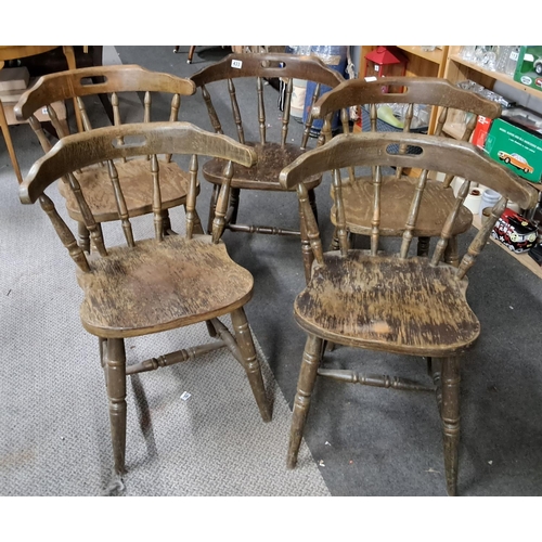 433 - A set of 5 vintage pub bow back chairs.