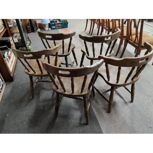 433 - A set of 5 vintage pub bow back chairs.