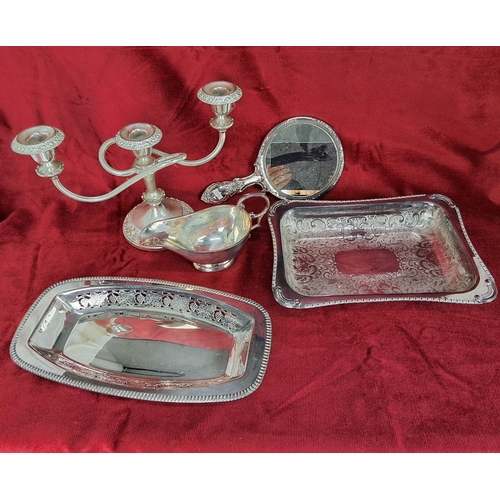 446 - An assortment of silver plated items.