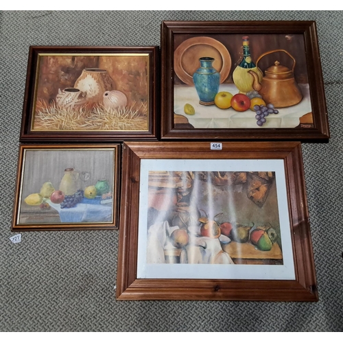 454 - 4 framed still life artworks.