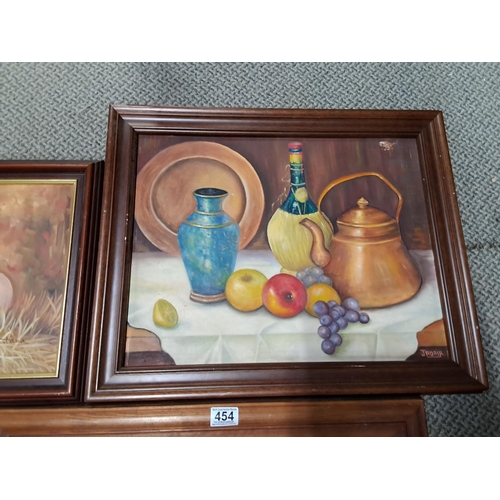 454 - 4 framed still life artworks.