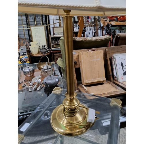 468 - A modern brass table lamp with shade.