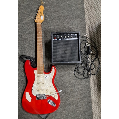 474 - An Encore electric guitar with B B Blaster amp.