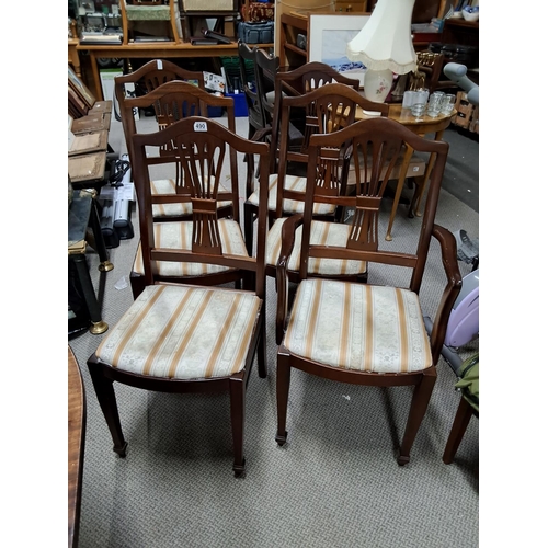 490 - A set of six antique style dining chairs, to include 4+2 carvers.